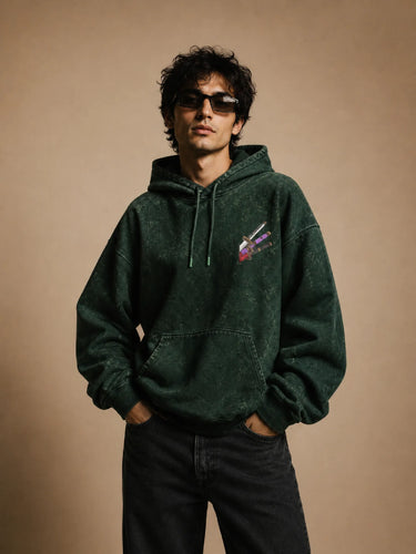 Zoro Acid Wash Green Hoodie