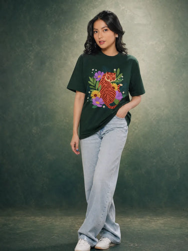 Majestic Tiger Graphic T-Shirt For Women front standing pose