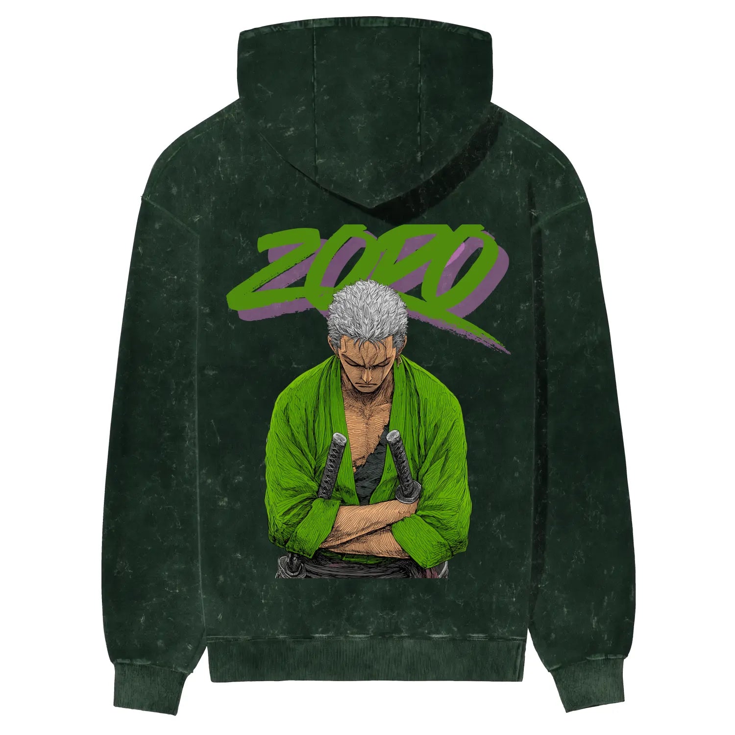 Zoro Acid Wash Green Hoodie