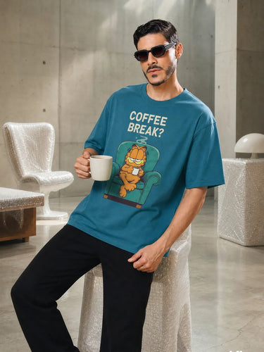 Coffee themed oversized t shirt men