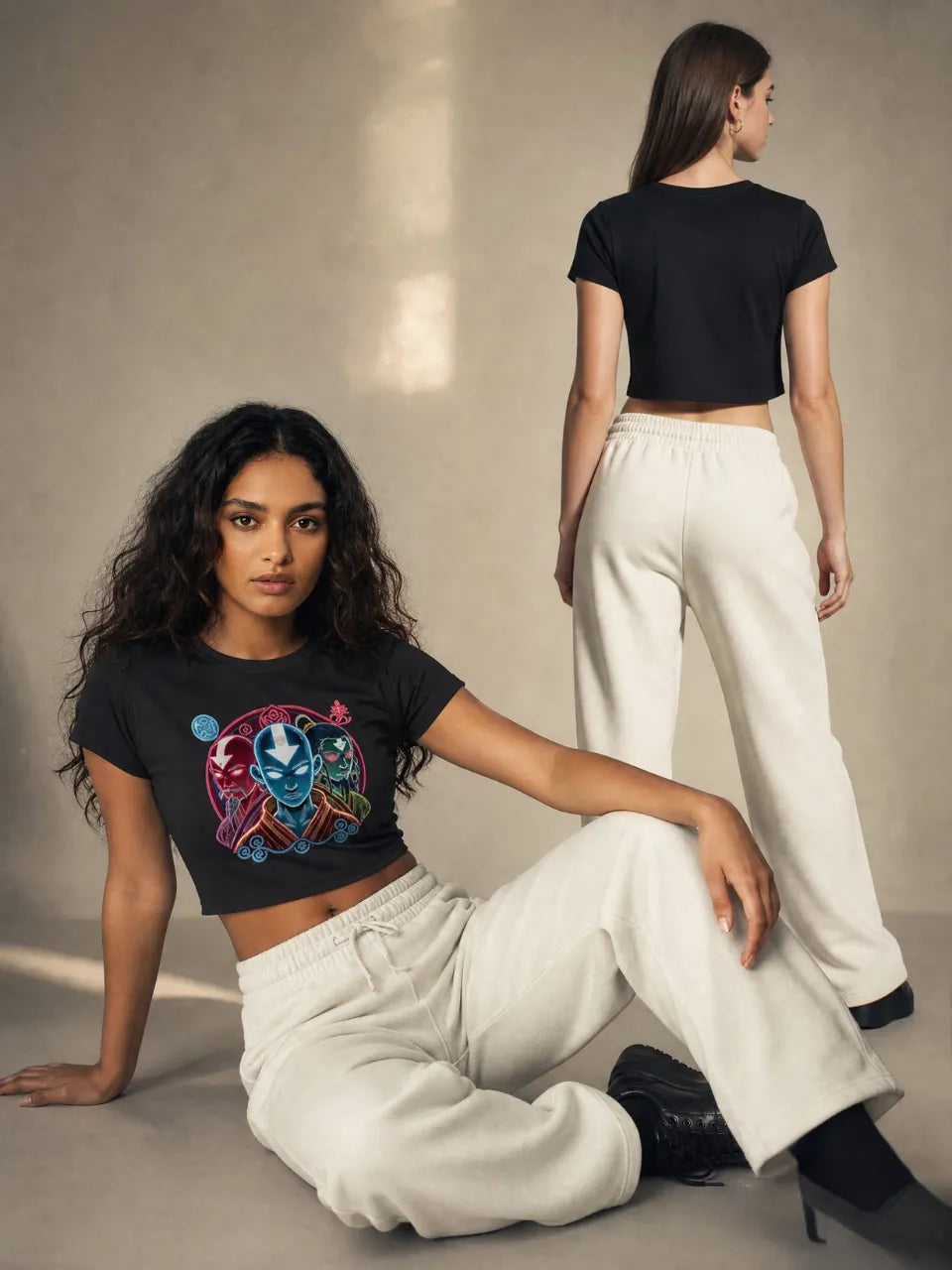 Avatar aang Avatar State Crop Top front back