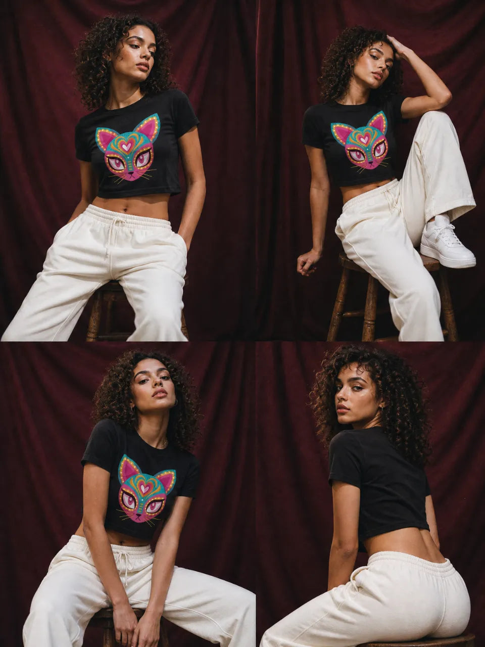 Black Cat Cropped Baby T-Shirt.
