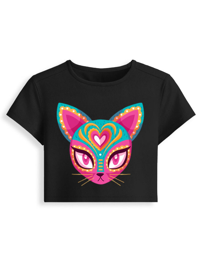 Black Cat Cropped Baby T-Shirt.