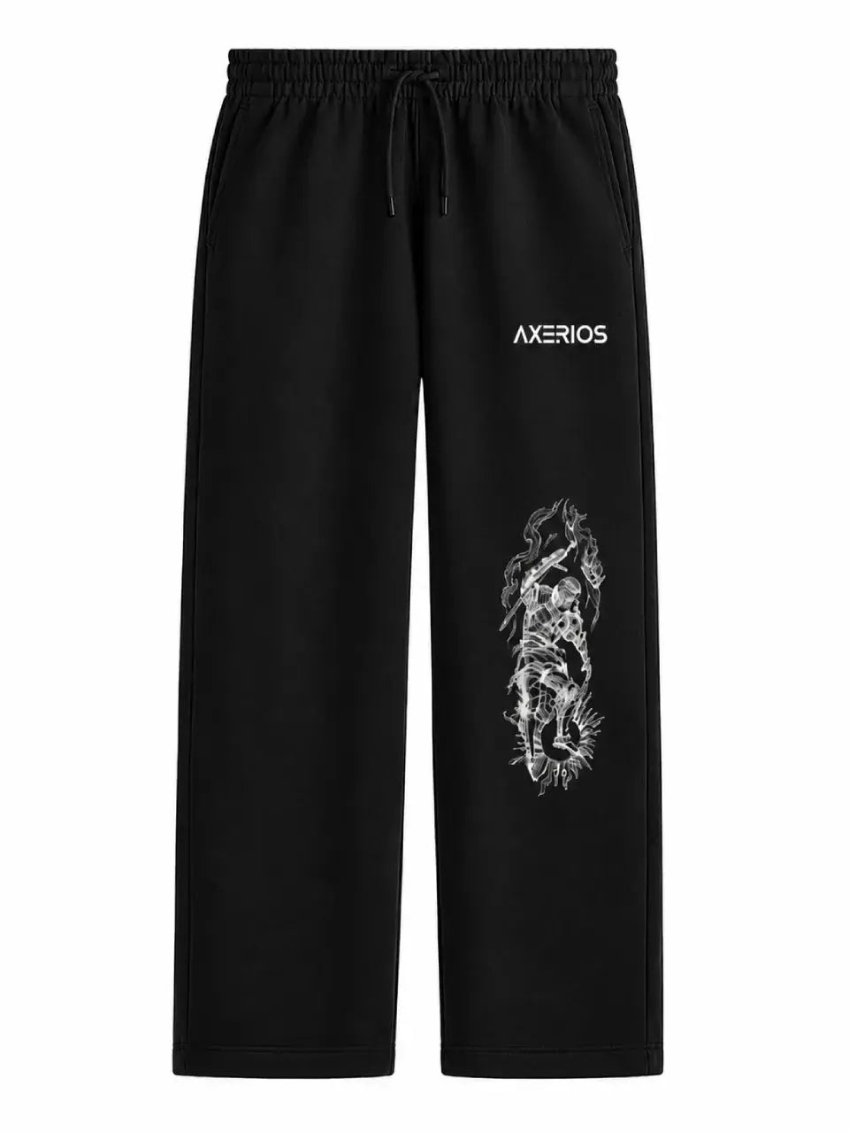 Black Relaxed Fit Sweatpants 260 GSM Terry Cotton Blend Axerios Axerios