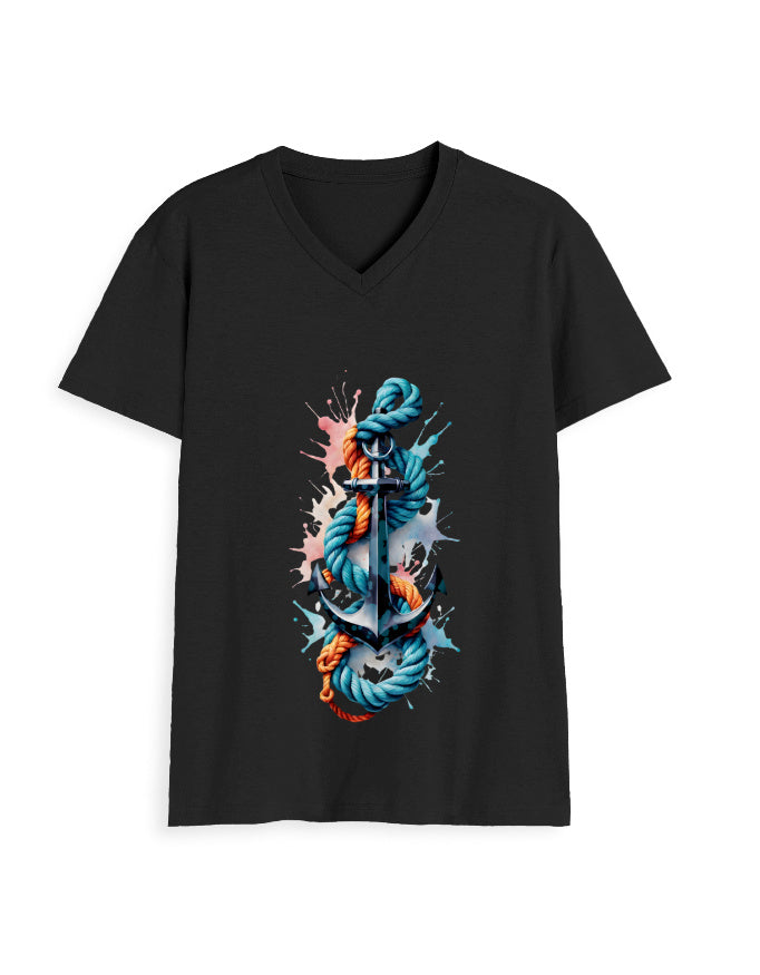 ANCHOR Unisex V Neck T-Shirt.