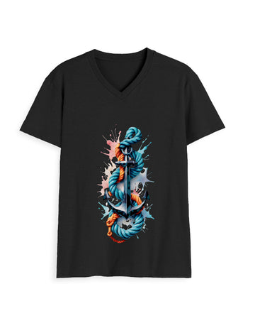 ANCHOR Unisex V Neck T-Shirt.