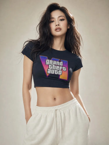 GTA VI NAVY BLUE  Baby Tee front