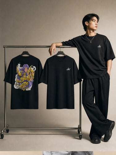 Gemini Kanon Oversized T-Shirt for boy standing front pose with hanging t shirts