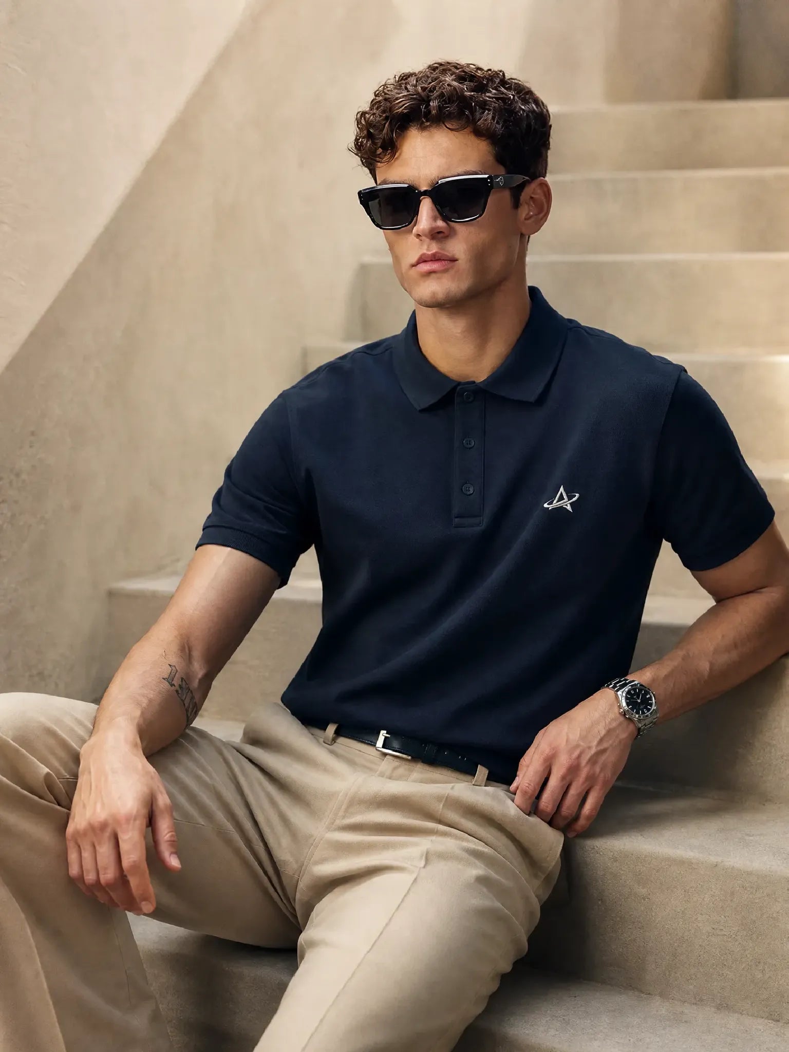 Navy Blue Polo T-Shirt.