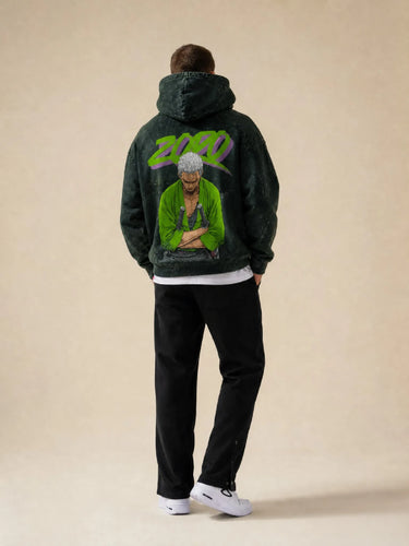 Zoro Acid Wash Green Hoodie