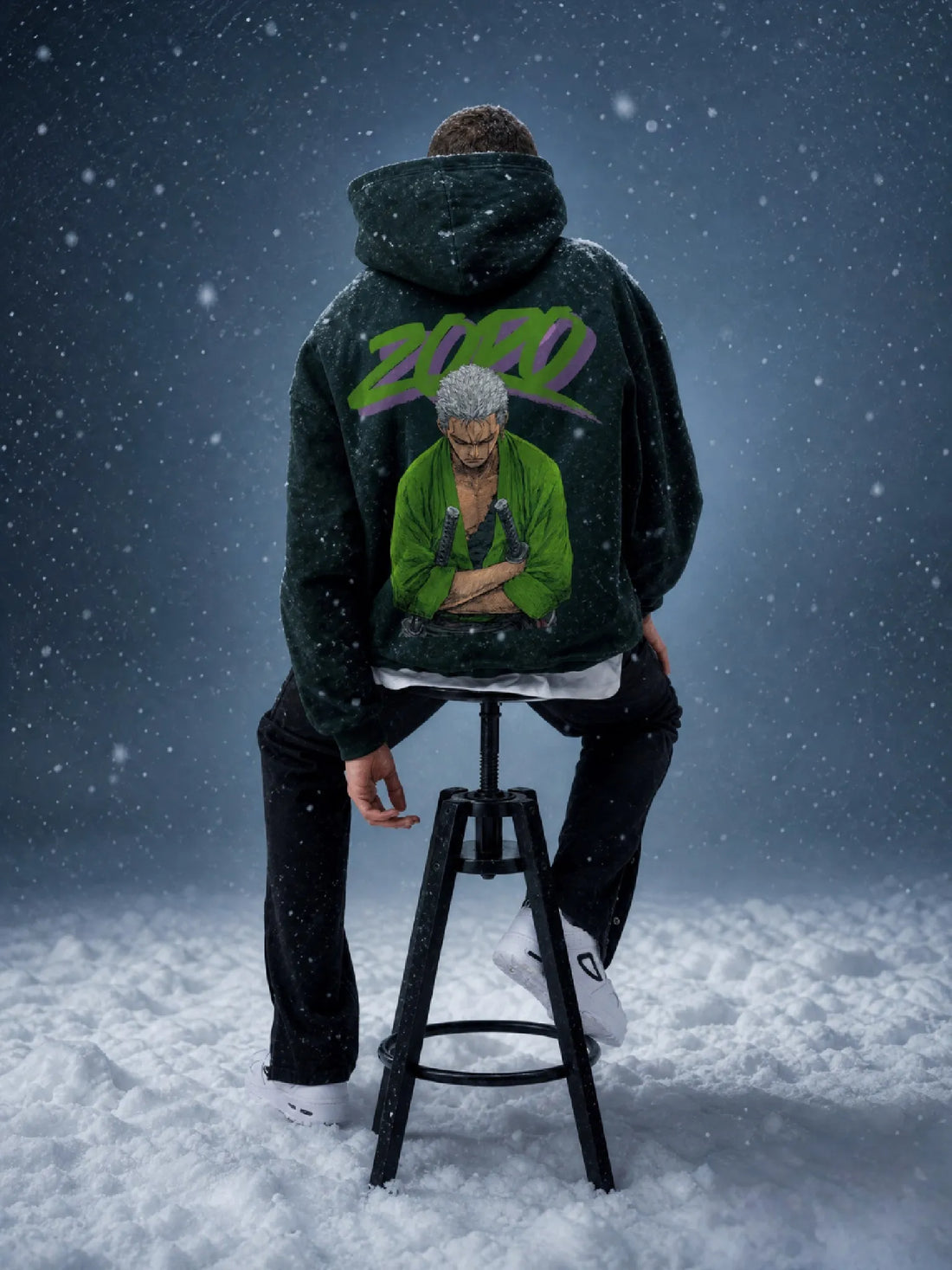Zoro Acid Wash Green Hoodie.