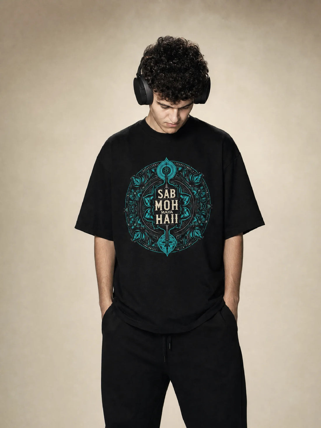 "Sub Moh Maya Hai" Black Oversized T-Shirt