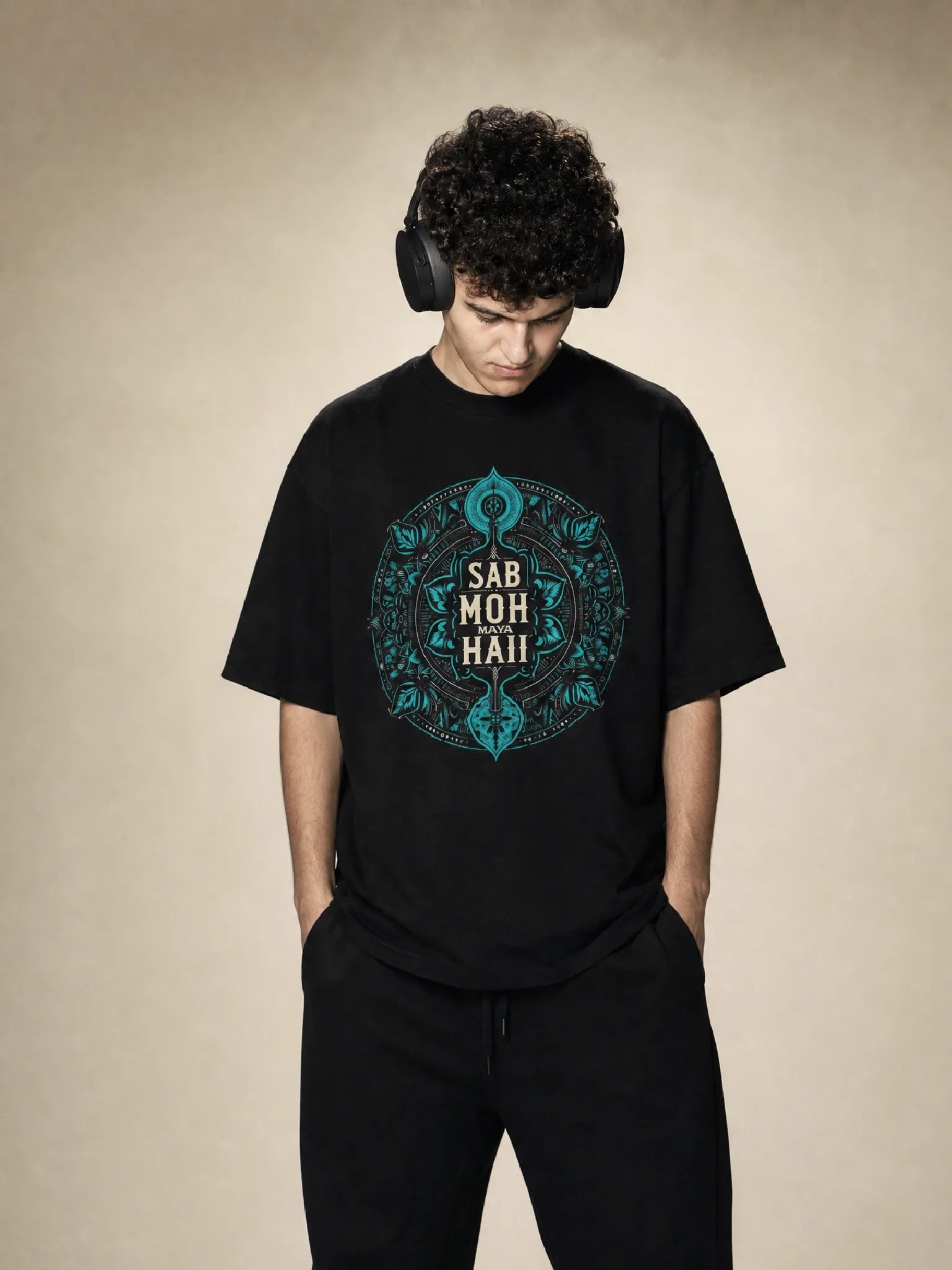 "Sub Moh Maya Hai" Black Oversized T-Shirt.
