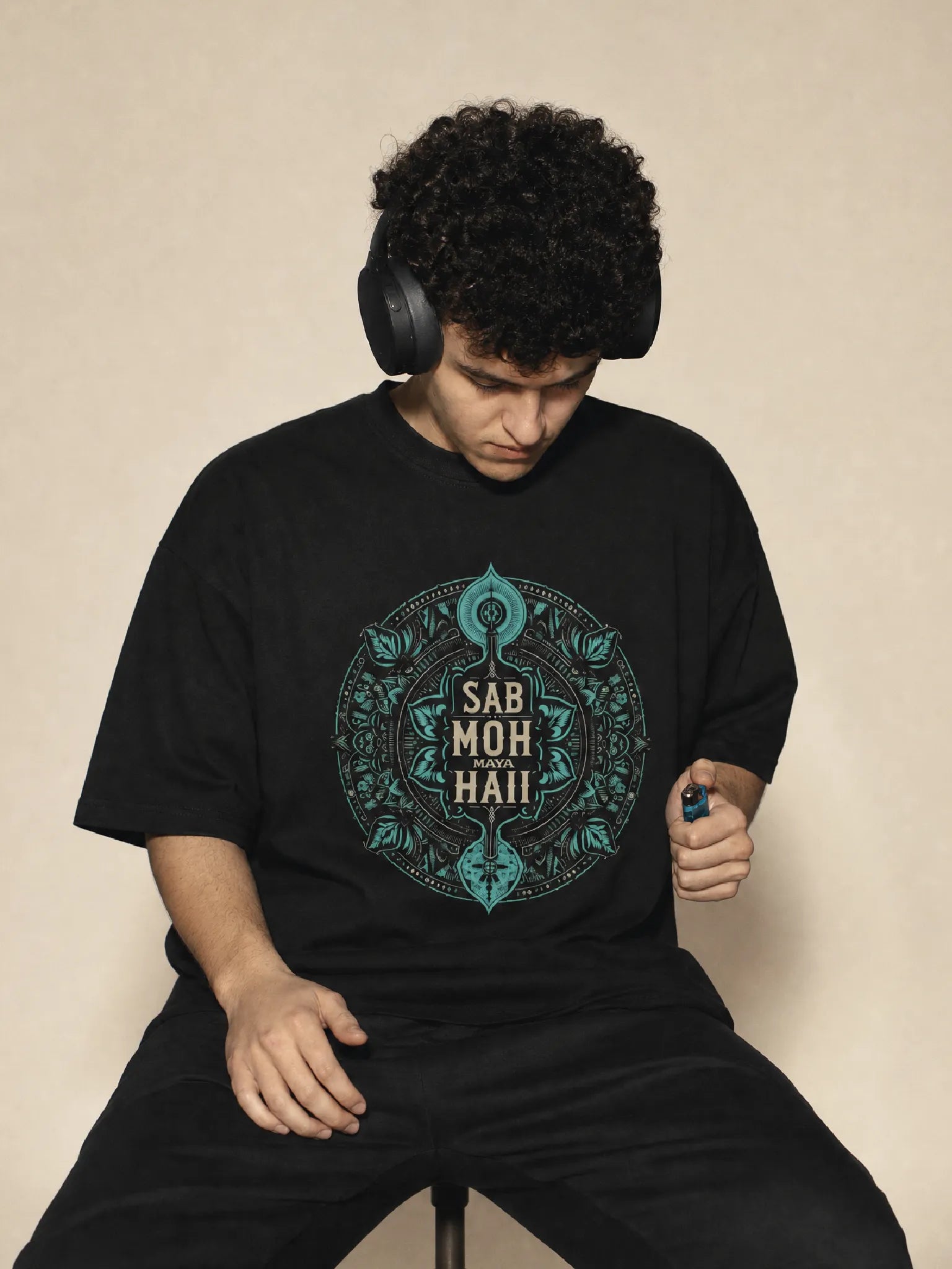 "Sub Moh Maya Hai" Black Oversized T-Shirt.