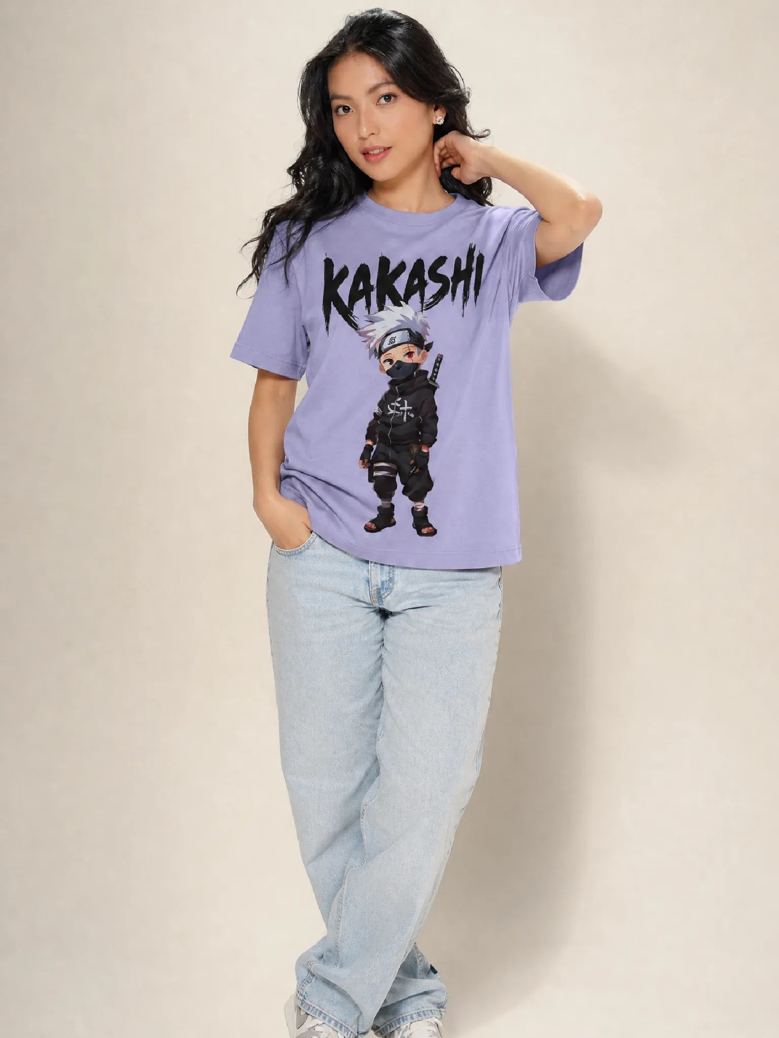 Kakashi Supima T-Shirt Girl Front  stand