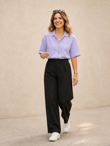 Lavender Shirt For Women standing pose front