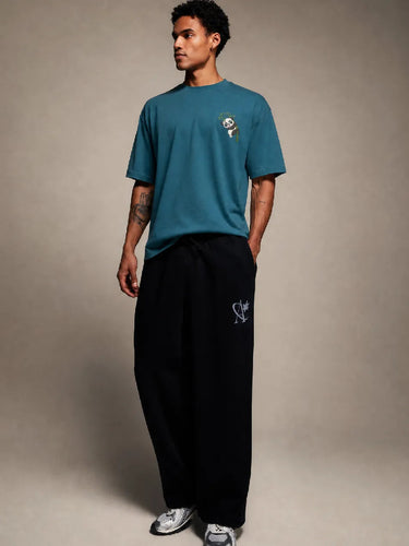 Streetwear panda print oversized t shirt men