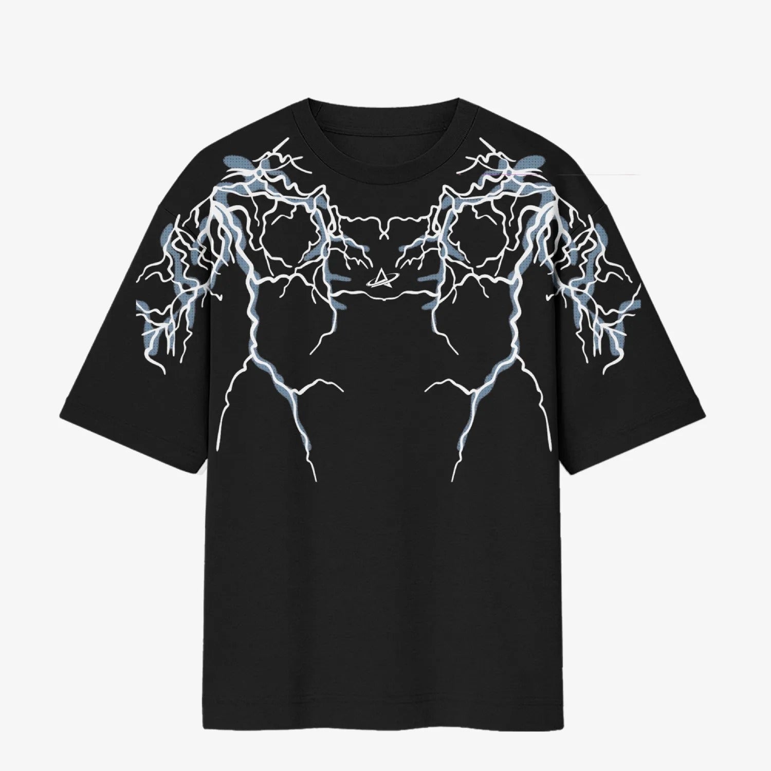 Thunder Lightning Black Oversized T-Shirt.