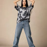 Tie-dye Black and White T-Shirt for Women  standng front pose