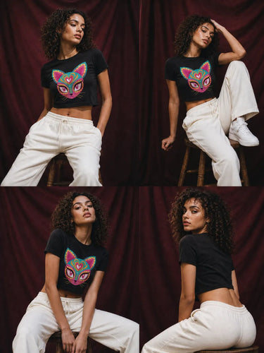 Black Cat Cropped Baby T-Shirt