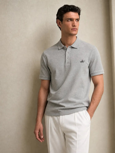 Grey Melange Polo T Shirt