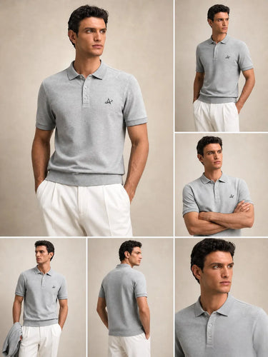 Grey Melange Polo T Shirt