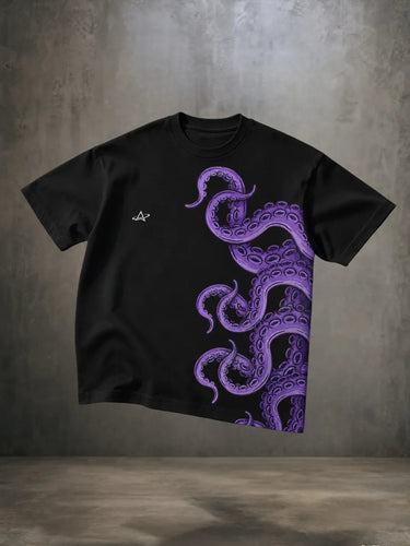Octopus Arms Black Oversized T-Shirt