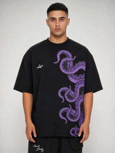 Octopus Arms Black Oversized T-Shirt