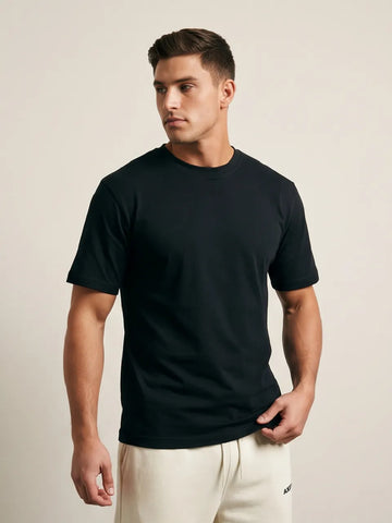 Solid Color T-Shirt for Men Black | Axerios Relaxed Fit