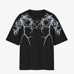 Thunder Lightning Black Oversized T-Shirt