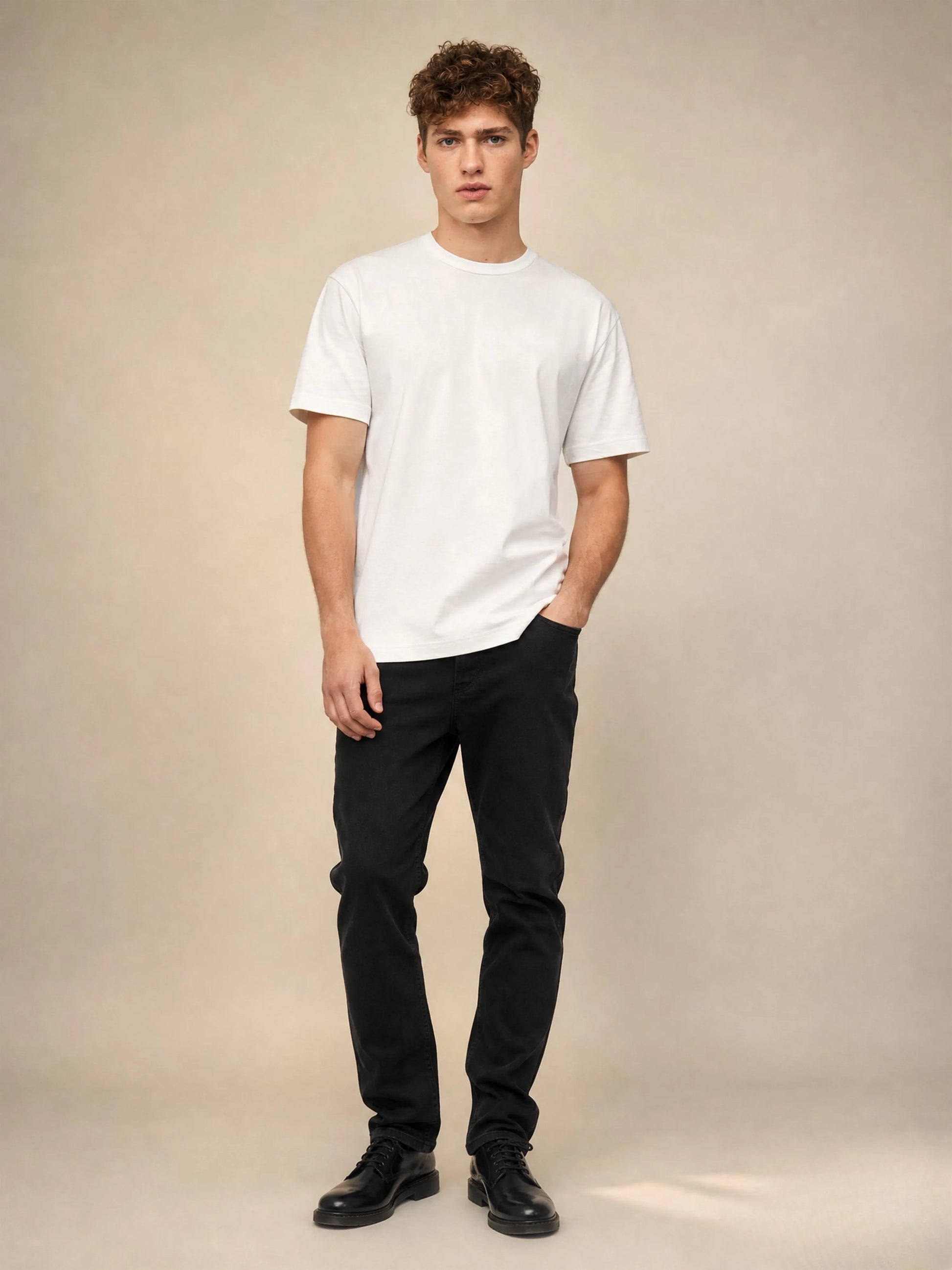 Flat lay of Axerios solid colour t shirt for men white premium poly cotton relaxed fit tee