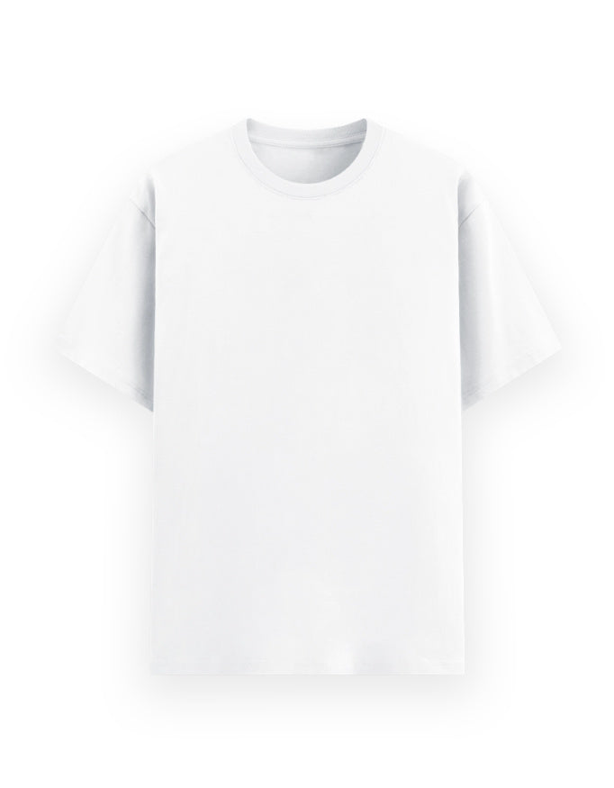 Solid colour t shirt for men white by Axerios front view of relaxed fit premium everyday tee