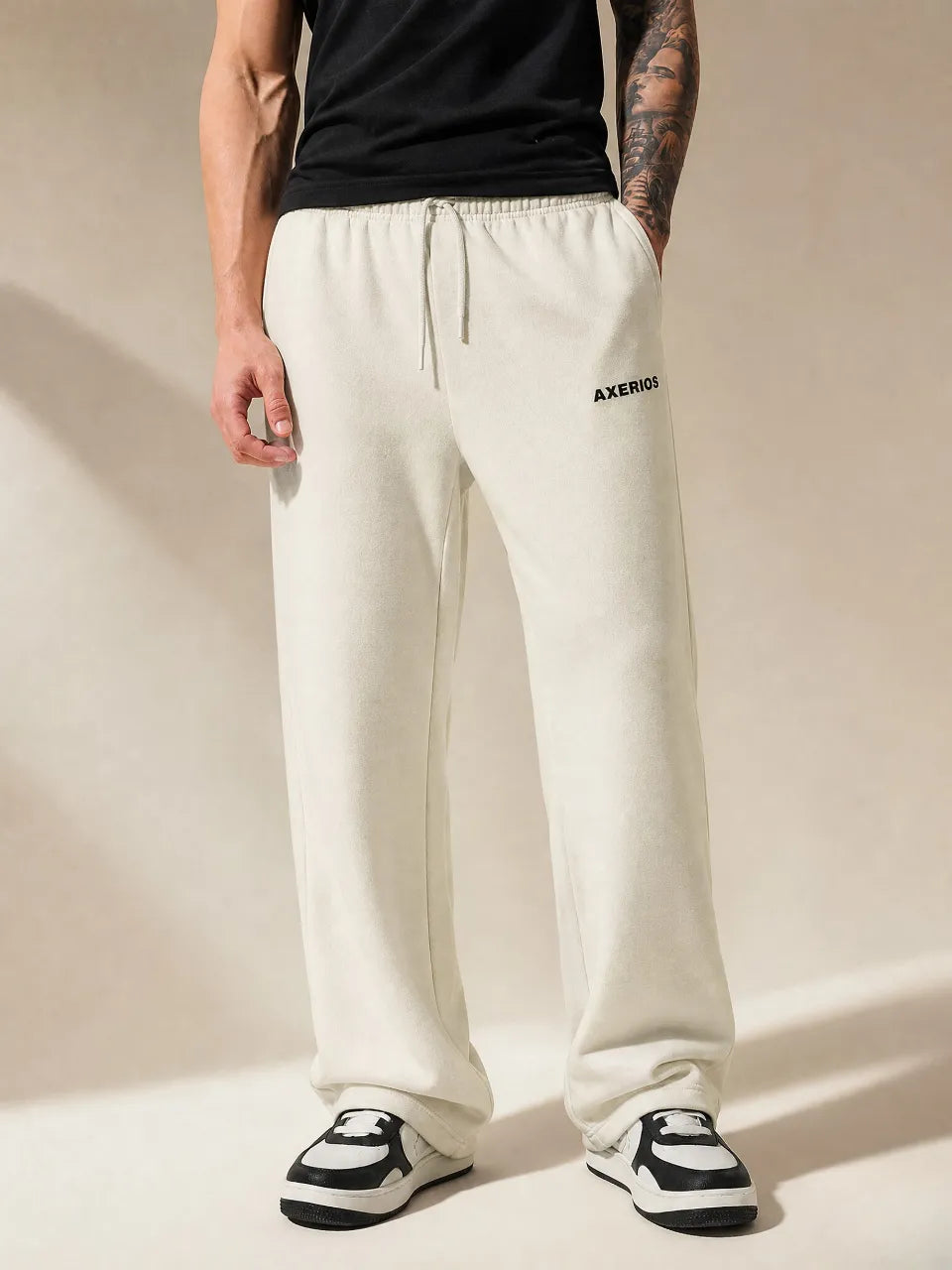 Men's relaxed fit wide leg sweatpants side view