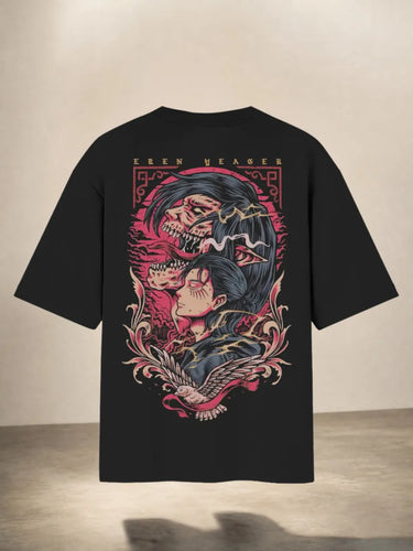 eren yeager oversized t shirt back mockup 