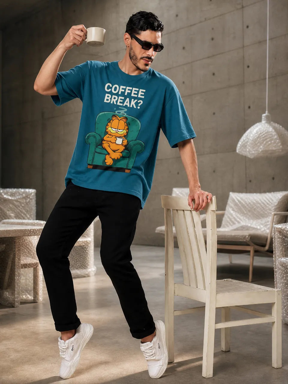 240 GSM coffee graphic t shirt for men