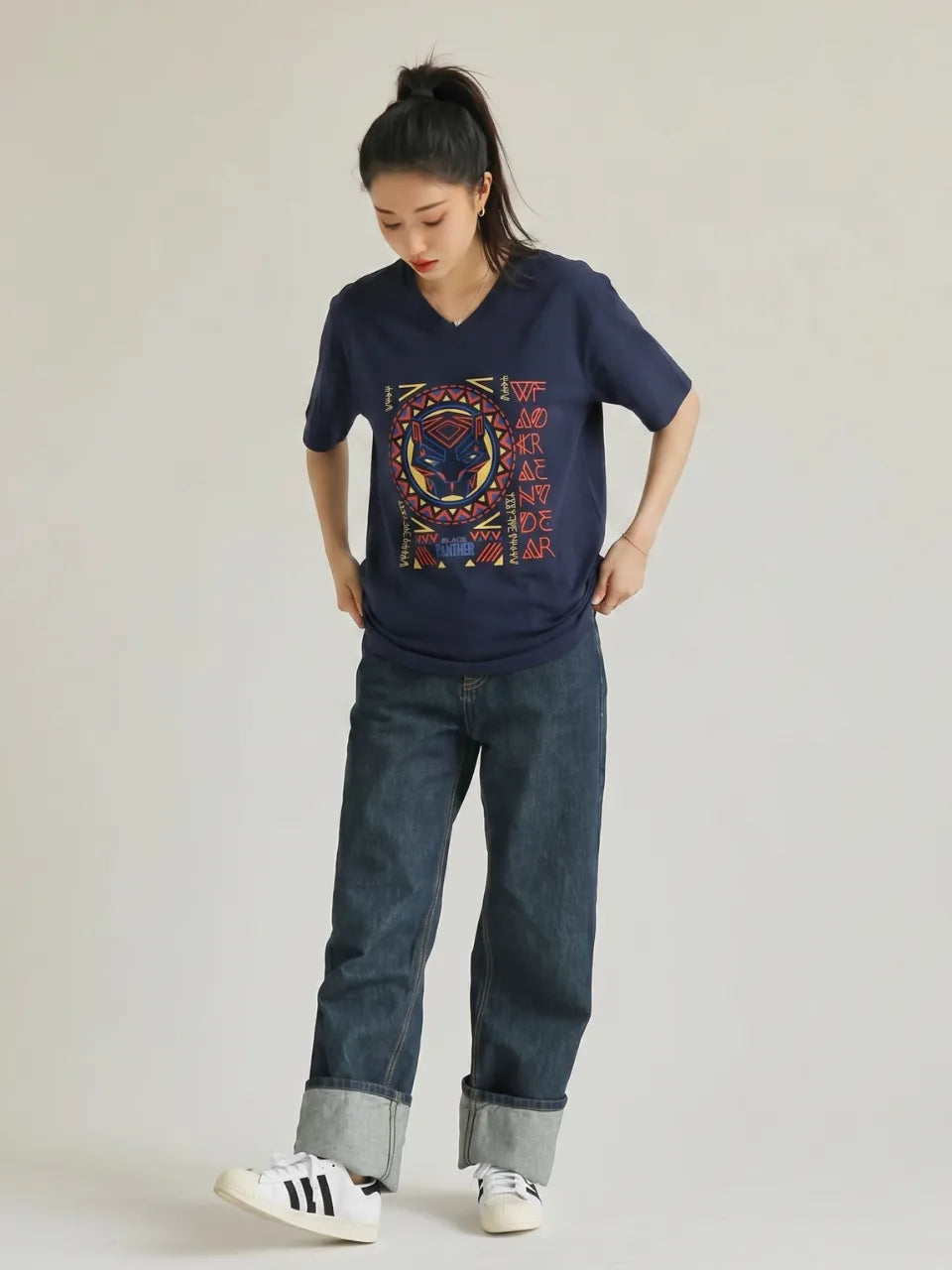 wakanda forever t shirt girl down front 