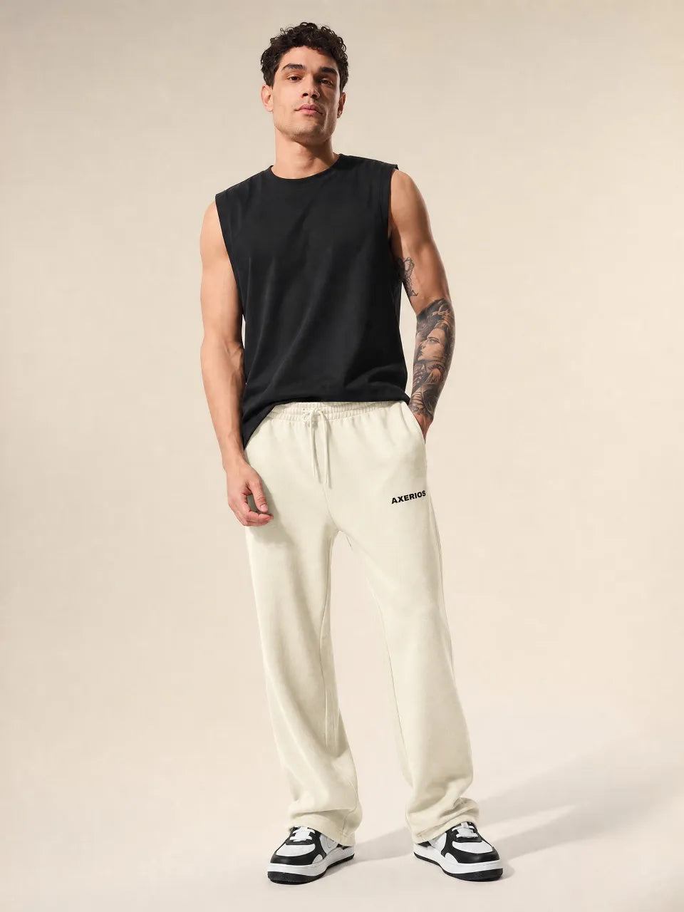 Comfortable wide leg sweatpants for men back profile